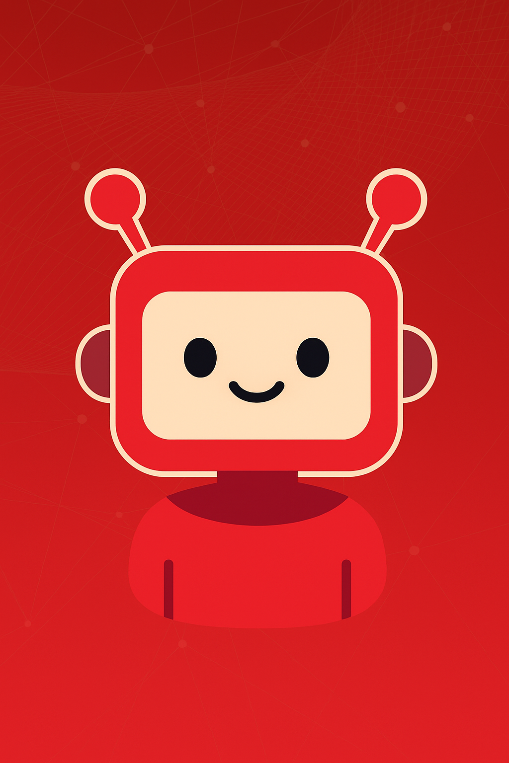 En rød menneskelig robot i enkel retrostil